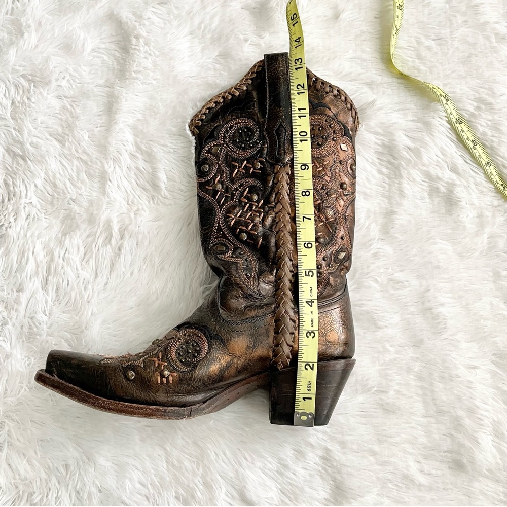 CORRAL Leather Laced Studded Embroidered Snip Toe Cowgirl Boots R1217 western - Picture 10 of 11